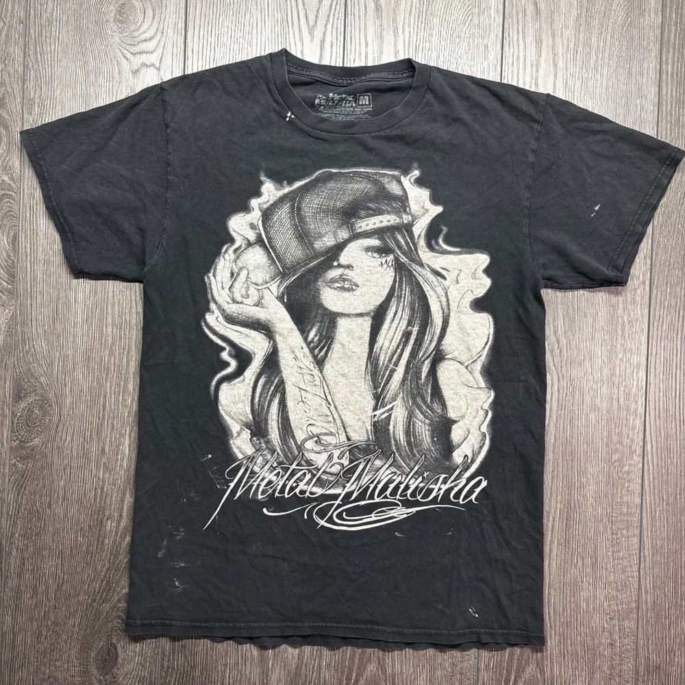 Metal Mulisha Mens Medium Graphic T-Shirt Black Y2K Tattoo Girl Streetwear